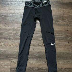 Nike dri-fit Kids Black Leggings with Logo Waistband